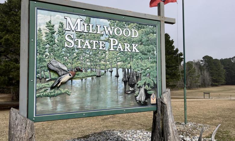 Sign at Millwood State Park. 